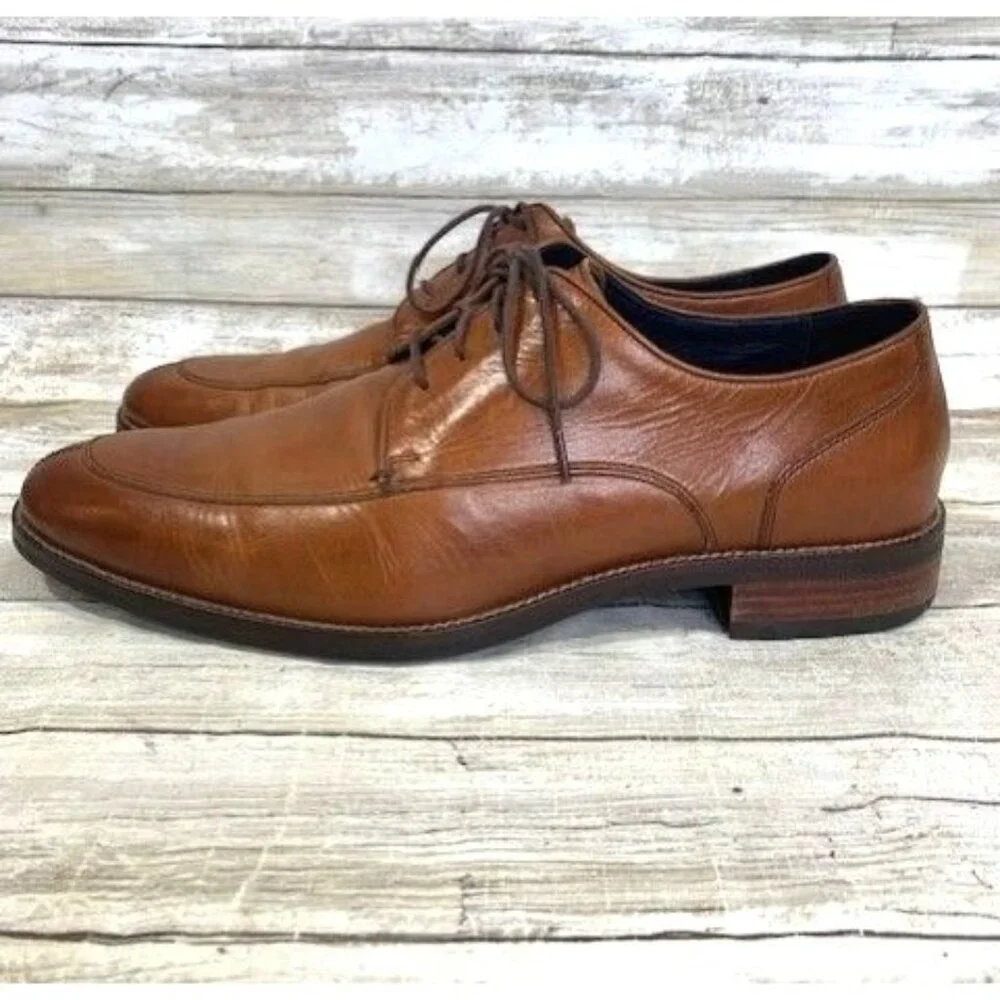 Men's Cole Haan Grand.OS Leather Lace-Up Oxford Shoes Size 9M Cognac Brown‎
